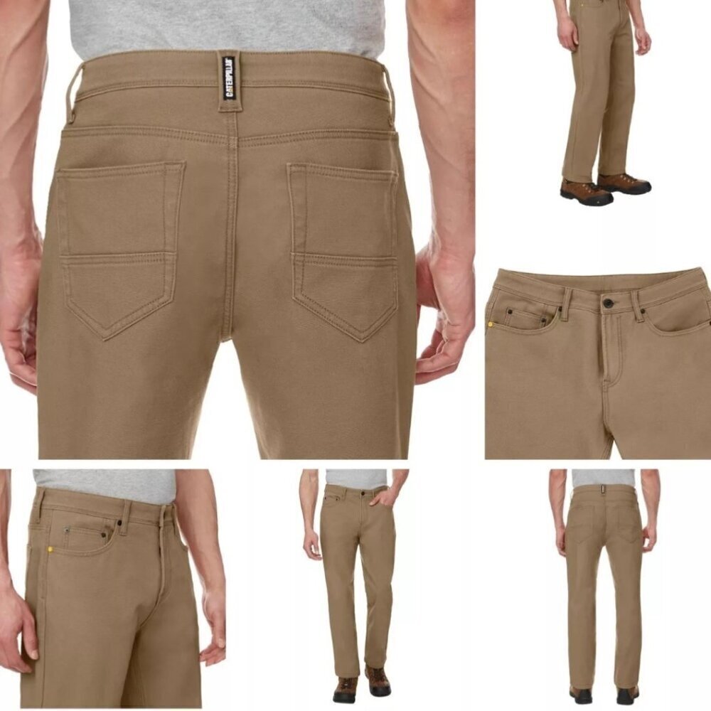 CAT Fleece Lined Canvas Pant Size 40x29 Tan Outdoors Work Hiking